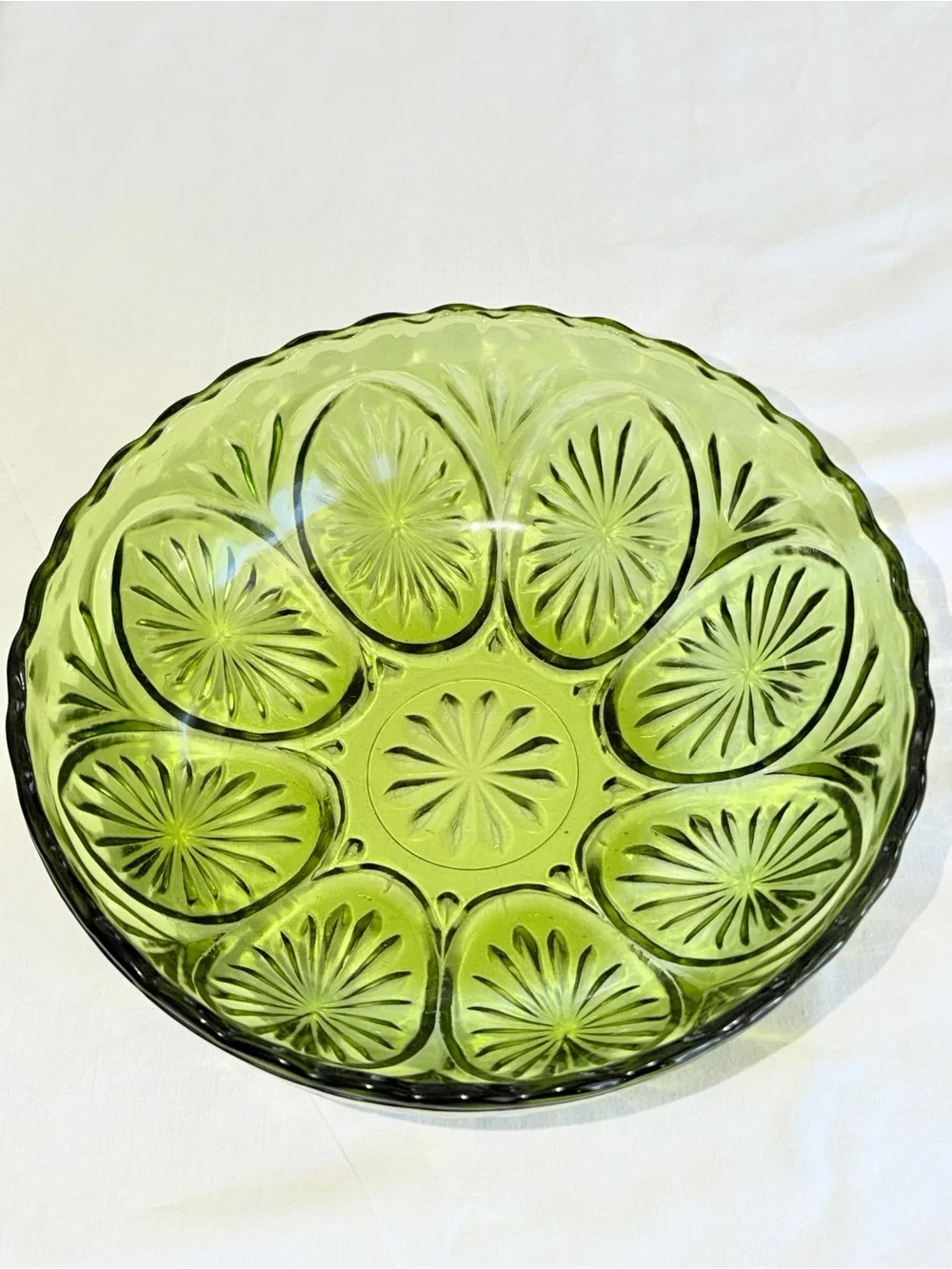 Vintage Anchor Hocking Medallion Glass Bowls Avocado Green & Amber Gold Set of 2